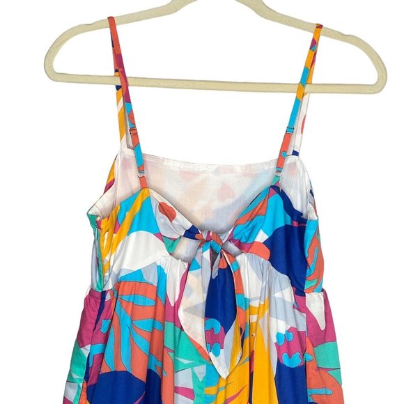 J Crew Reimagined Sundress Size 2 Bright Multicolor Floral Print Lined Back Tie - Picture 4 of 7